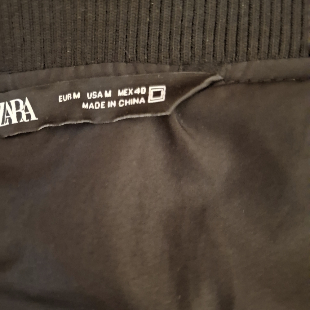 Zara Black Pleather Bomber Jacket - Picture 7 of 14